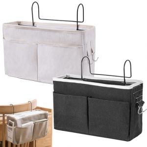 2 Pièce Organisateur de Chevet Lit, Panier de Lit Chevet Suspendu, Poche de Lit Organisateur, Organisateur de Chevet Suspendu, pour Bureau, Lit de Chambre, Cuisine (Noir/Blanc) (Vanillin, neuf)