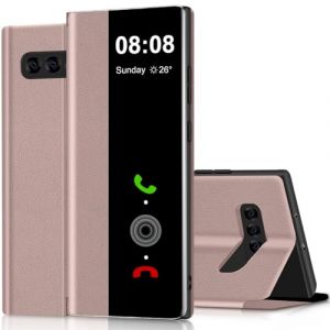 Coque S10 Clear View Cover Coque pour Samsung Galaxy S10 Etui &agrave; Rabat Galaxy S10 Protection Case Flip Folio Silicone TPU Antichoc, Mince, Douce 360 Full Body Antichoc Housse 4G/6.1" (Rose) (ZhuChuangYouSuJiaoZhiPinYouXianGongSi, neuf)