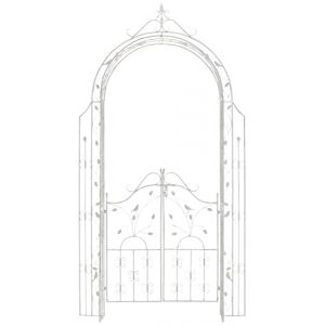 CLP Arche de Jardin avec Portillon Grenada - Support pour Plantes Grimpantes Arcades à Rosiers en Fer Forgé Robuste avec Porte - Couleur :, Couleur:Blanc Antique (CLP Meubles, neuf)