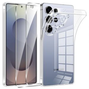 Phoona Coque pour Samsung Galaxy S25 Ultra 5G avec 2 Pièces Protection Écran en Verre Trempé,Ultra Transparente Silicone en Gel TPU Souple pour Samsung S25 Ultra Couqe,Antichoc Anti-Jaune Etui Bumper (WEST COAST KNITWEAR EU, neuf)