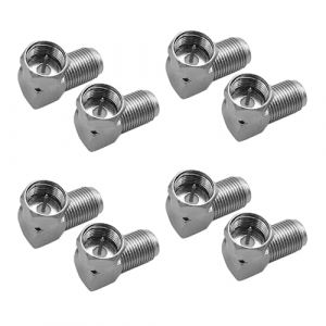 Fllyvly Pack de 8 Adaptateurs Coud&eacute;s &agrave; 90&deg; pour C&acirc;ble Coaxial - Adaptateur F Femelle &agrave; F M&acirc;le,pour Montage Mural TV, r&eacute;partition connecteur antenne tv,Compatible SAT/DVB-T/VHF, Couleur argent (RongTianYu, neuf)