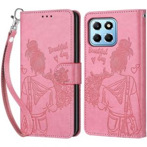 Coque pour Honor 70 Lite, Housse Etui Portefeuille Cuir Multifonction, Fermeture Magn&eacute;tique &agrave; Clapet Anti-Choc Compatible avec Coque Honor X8 5G / X6 4G Book - Rose (KENHONER, neuf)
