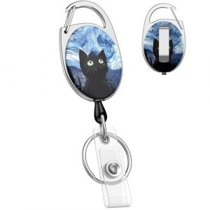 Uniclife Porte-cl&eacute;s R&eacute;tractable Mignon, Porte-badges R&eacute;tractables Chat Ciel &Eacute;toil&eacute;, Anneau &agrave; Cl&eacute;s R&eacute;tractable, Clip Porte-badge R&eacute;tractable pour Cl&eacute;s et Carte d'Identit&eacute;, D&eacute;vidoir Porte-badge Robust (Dinglang, neuf)