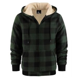geeksport Veste Polaire Homme &agrave; Capuche Sweats Flanelle &agrave; Carreaux Zipp&eacute; Veste Chemise Chaude Doubl&eacute; Sweat-Shirt avec Poches pour d'automne d'hiver Vert For&ecirc;t M (Zhengdaqian, neuf)