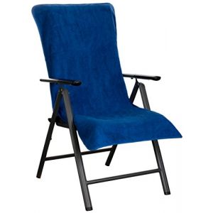 Brandsseller Housse en &Eacute;ponge pour Chaise de Jardin 65x130 cm &ndash; Coussin de Si&egrave;ge d'Ext&eacute;rieur en Coton 100% &ndash; Serviette XL Confortable, Antid&eacute;rapante, Lavable, Certifi&eacute;e Oeko-Tex &ndash; Bleu (brandsseller, neuf)