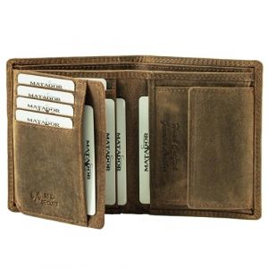 MATADOR Porte Monnaie Homme Cuir #Vigo avec &eacute;l&eacute;gante Bo&icirc;te Cadeau, Luxe Porte Carte Homme RFID, Grand Portefeuille avec de Nombreux Compartiments &agrave; Cartes en Marron (MATADOR LEDER "The German Brand", neuf)
