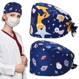 2 Pièces Bonnet Gommage Bouffant, Casquettes De Travail Réglable Respirants, Casquette Imprimé Unisexe Pour Fournitures De Soins Personnels, Thème Du Ciel Étoilé (QUQU JIANING, neuf)