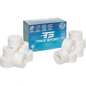 TAKE SPORT Sport Tape, bandage autoadhésif, sparadrap rouleau, ruban adhésif blanc, bandage boxe, tape, bande de boxe, tape crossfit 6-12 rouleaux 3,8x10m, 100% Coton, Bord Zig Zag, Non élastique (FCOM srl, neuf)