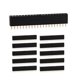 CHANZON en-tête de Broche 20 pin x 10 pièces pin d'en-têtes Femelles Droit Une Seule rangée épingles carrées Plaqué Or Pas de 2,54mm pour PCB, Arduino Gpio, connecteur, Machine, Planche à Pain (Chanzon FR, neuf)