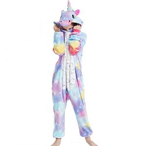 LIAOPUFUS Combinaison de Nuit pour Femme Unisex Animal Costume Cosplay Combinaison Pyjama Polaire ou Déguisement Chaud d'hiver (tj Licorne,XL) (LIAOPUFUS, neuf)