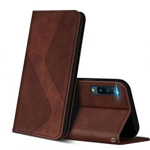 ZONNAVI Coque pour Samsung Galaxy A7 2018, Premium Étui Housse en Cuir de Protection avec [Emplacements Cartes] [Magnetique], Clapet Folio Portefeuille pour Samsung A7 2018 (Marron) (ZONNAVI, neuf)