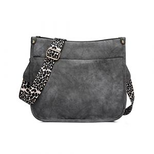 NICOLE & DORIS Sac Bandouli&egrave;re Femme Sacs &agrave; Main Port&eacute;s &eacute;paule en Cuir PU Sac Besace Multi Poches Shopping Bag Sac Crossbody Messenger Grande Sac Cartable en L&eacute;opard Gris (GUGGIARI S.R.L, neuf)