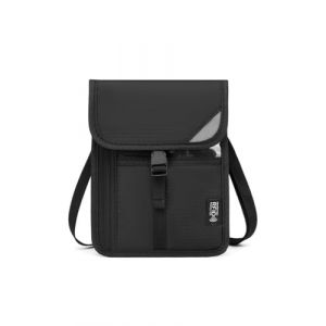 HUVZOR Pochette Tour de Cou Voyage Bloqueur RFID, &Eacute;tanche Portefeuille Voyage Passeport pour Femme Homme,Sac de Cou pour Documents avec Blocage RFID,pour Argent Billet Cartes Cl&eacute;s &Eacute;l&eacute;phone (Noir) (Volumetech OU, neuf)