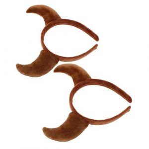 FOMIYES bandeau corne diable bande de lavage visage bandeaux d'animaux en peluche bandeau en peluche animal cerceau de cheveux de vache d'Halloween -tête en corne en tissu Brun (Family&Personal, neuf)