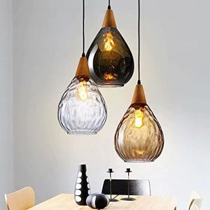 Abat-jour en verre en forme de goutte de lumière pendante en verre avec des ondulations d'eau plafonnier éclairage de plafond lampe de chevet pour chambre, bar, salle à manger (LIUNIAN TRADING, neuf)
