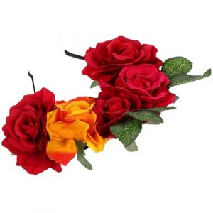 Cabilock Bandeau de Mariage Fleurs Artificielles Rouges Serrage-T&ecirc;te Mexicain en Tissu Accessoire de F&ecirc;te pour Cosplay et C&eacute;r&eacute;monie Ornement Floral pour Cheveux Couvre-Chef &Eacute;l&eacute;gant (Thomas Zack Yang, neuf)