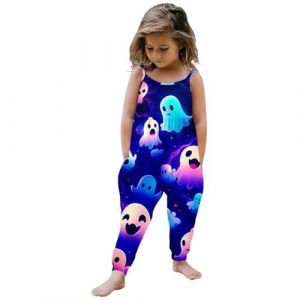 Combinaison imprimée d'halloween pour bébé fille, sans manches, barboteuse, tenues, pantalons, vêtements Combinaison Pyjama Cheval (Purple, 2-3Years) (Mosusjoes, neuf)