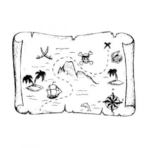 Sticker mural bateau pirate et carte au trésor pour salle de classe, chambre d'enfant, carte pirate, carte de Neverland-S-40x56cm-Black (LIUJIAHAO Sticker, neuf)