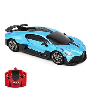 CMJ RC Cars Bugatti Divo Blue Voiture télécommandée 1:24 sous Licence Officielle Échelle 1:24 Feux de Travail 2,4 GHz (Toys & Home, neuf)