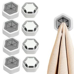 8 Pièces Accroche Torchon Mural, Push to Auto-Adhésifs Crochet Porte-Serviettes Hexagonale, Accroche Torchons Adhesif pour Salle de Bain, Cuisine et Maison, Aucun Perçage Requis (Anilalowbility, neuf)
