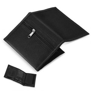 Xuniea Portefeuille Fin RFID Portefeuille à Trois Volets Portefeuille Mince en Toile Porte-Monnaie RFID Portefeuille de Sport Zippé pour Ado Garçons Homme Voyage Extérieur (Noir, Style Normal) (Yanyhhng, neuf)