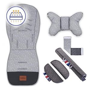 Bellochi Coussin Poussette Universel Été Matelas Poussette Universelle - Coussin Reducteur Poussette Universel et Aéré avec Coussin Anti-Choc -Coton et Velours - Polaris (MAYRO Store, neuf)