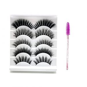 Lot de 5 paires de faux cils 3D en vison hybride naturel doux et moelleux avec brosse à cils pour extension de cils (ZhuZhouYuZiNanShangMao, neuf)