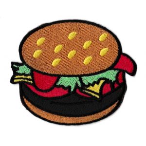 Patche &eacute;cusson Hamburger patch brod&eacute; sandwiche sandwich thermocollant (Naga.Hitam, neuf)