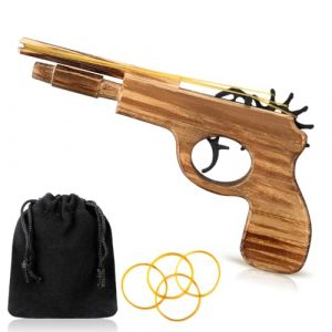 Zomiboo Pistolet à Élastiques en Bois avec Élastiques Souples et Élastiques Pistolet à Élastiques Fait Main Pistolet à Élastiques Factice Pistolet à Élastiques Fusil Jouet (Sumzin, neuf)