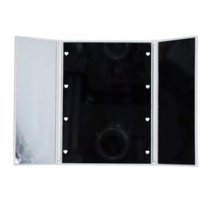 Miroir de maquillage éclairé à 3 volets, Miroir de courtoisie de voyage portable avec lumière LED, Interrupteur tactile alimenté par batterie miroir de comptoir pour cosmétiques (Guoenir, neuf)