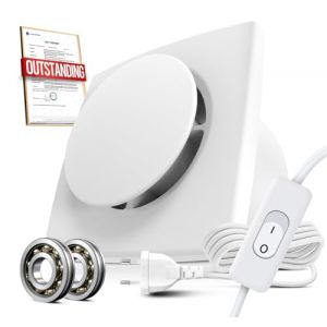 BUMSOU Extracteur d'Air 100mm avec Interrupteur, 130m³/h Ventilateur VMC Salle de Bain, Aerateur d’Air Silencieux, Puissante Ventilation, IPX4 Étanche, Économe en Énergie pour WC Garage (YuMiStore, neuf)