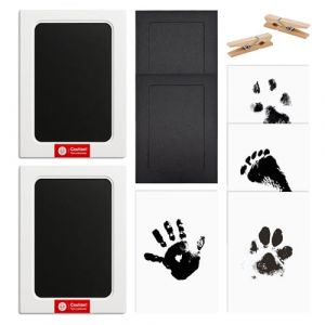 Lot de 2 empreintes de pattes de chien et b&eacute;b&eacute; avec cadre photo, kit d'empreintes de main, kit d'empreintes de pattes de chat, kit d'empreintes de pattes de chien, kit d'empreintes de pieds de b&eacute;b&eacute; (YingyuSHOP, neuf)