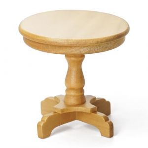 Odoria Miniature Table d'appoint Gu&eacute;ridon: 1/12 &Eacute;chelle Chevet Table Rond Salon Chambre &agrave; Coucher pour Maison de Poup&eacute;e Vintage - Mini Meubles Bois avec Socle Naturel (Cardinas, neuf)