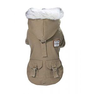 Rdc Pet Vêtements pour Chien Manteau épaissi Hoodies vêtements de Travail Chien Uniforme Militaire armée Pull Veste en Coton pour Petit Chien Chien Moyen Chat (Marron,S) (Rdc Toy, neuf)