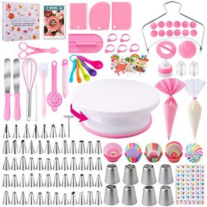 Nifogo Kit Patisserie Douille Patisserie 356pcs, Accessoire Patisserie, Ustensiles à Pâtisserie Inclure Plateau Tournant Gateau, Poche a Douille, Decoration Gateau Anniversaire (Nifogo Deals, neuf)