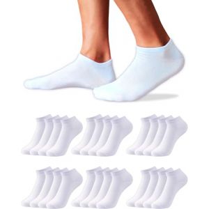 12 Paires Socquettes Homme et Femme - Chaussettes Basses Homme et Femme - Socquettes Courtes Coton Respirant (FR/ES, Numérique, 40, 46, Taille normale, Taille normale, Blanc (12 Paires)) (TOPLINE Store, neuf)