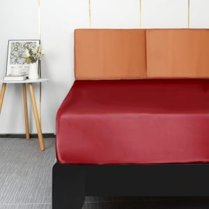 Lirex Drap Housse Satin 150x200cm, pour Matelas Jusqu'&agrave; 35 cm, Drap de lit en Satin de Soie Polyester Lisse Respirant, Vin Rouge (J&D Tech FR, neuf)