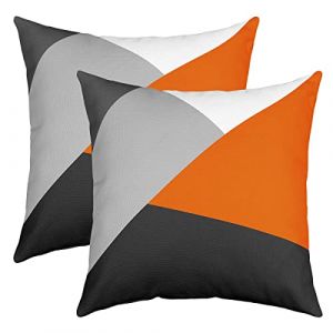 G&eacute;om&eacute;trie avec Ligne Taie d'oreiller 60x60cm G&eacute;om&eacute;trique Gris Orange Noir Lot De 2 Housse Coussin pour Maison Le Salon D&eacute;cor Taie Oreiller R&eacute;versible R&eacute;sum&eacute; Art D&eacute;cor Housse de Coussin (Bofanshangmao, neuf)
