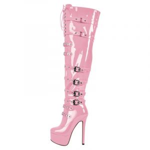 blingqueen Bottes &agrave; plateforme pour femmes - Bottes cuissardes - Stilettos - Talons hauts - Punk, Rose, 38 EU (Dreamershoes-EU, neuf)