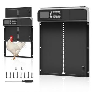 Porte Poulailler Automatique, Trappe Poulailler avec Minuterie du Soir Matin, Anti-Pincement Poulailler électrique étanche Grand écran Un Maintien sûr des Poulets (Happyroom, neuf)