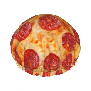 Bonnet de douche 3D Pizza Pepperoni avec bonnet de douche élastique et imperméable double couche réutilisable, cache-oreilles pour hommes, femmes femmes. (hefeiliguipengshangmaoyouxiangongsi, neuf)