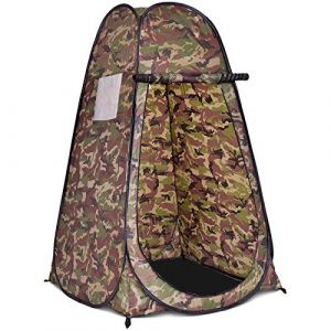 GYMAX Tente à Langer 1 Personne 120x120x190CM, Tente Pop Up, Toilette Portable avec Fenêtre, Sac de Rangemnt, Fermetures Éclair, Cadre en Acier, pour Extérieur, Camping, Randonnée, Pêche (Camouflage) (GYMAX EU, neuf)