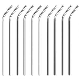 Pailles r&eacute;utilisables en acier inoxydable 304, 10 pi&egrave;ces, pailles en m&eacute;tal, respectueuses de l'environnement, pour Cocktails, Lait Glac&eacute;, Milkshakes, Caf&eacute; Glac&eacute;, Th&eacute;, 6 * 215mm (EUROEDI SPEDITION, neuf)