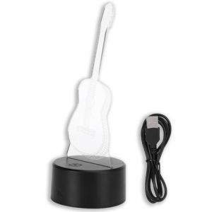 Jwthee Guitare 3D Lampe, Lampe de nuit de guitare 3D, lumi&egrave;re d'illusion 3D 7 lumi&egrave;res changeantes de couleur lampes de table LED note de musique lampes de table lampess d'illusion d'optique maison (Wongsington, neuf)