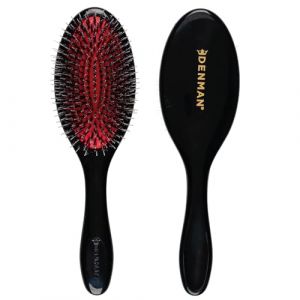 Denman Cushion Hair Brush (Medium) with Soft Nylon Quill Boar Bristles -Detangle and shine, adds gloss and shine to the hair, gently smooths and detangles curls and fly-aways – Black, D81M (Denman Brush., neuf)