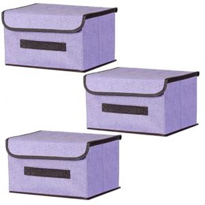 EURXLQ Lot de 3 Bo&icirc;te de Rangement avec Couvercle,Rangement Tissu,Sac de Rangement,Bo&icirc;te de Rangement,Pliable avec Poign&eacute;es pour V&ecirc;tements,Jouets (Violet, 26&times;19&times;16 cm) (南昌市鸣静电子商务中心, neuf)