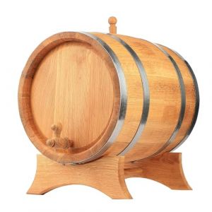 MB Manufaktura Barel Tonneau en bois de chêne naturel 50L - Fabriqué à la Main, Idéal pour Vin, Whisky, Brandy et Plus - Avec Support, Bouchon et Robinet, Fût en bois Fût de chêne Fût de 50 litres (MB Manufaktura Barel, neuf)