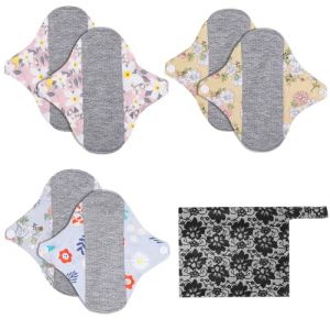 Lot de 6 serviettes hygi&eacute;niques r&eacute;utilisables en coton : prot&egrave;ge-slips TOATELU lavables, r&eacute;utilisables, avec poche &eacute;tanche, serviettes hygi&eacute;niques lavables pour les menstruations, tapis urinaire (YINGYIEU, neuf)