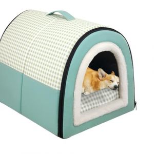Grande niche 2 en 1 pour chien et chat - Imperm&eacute;able - Lavable - Lit apaisant anti-anxi&eacute;t&eacute; - Motif &eacute;cossais doux, antid&eacute;rapant et chaud - Pour chiens et chats de taille moyenne (bleu, taille XL - 70 x (ping bu, neuf)