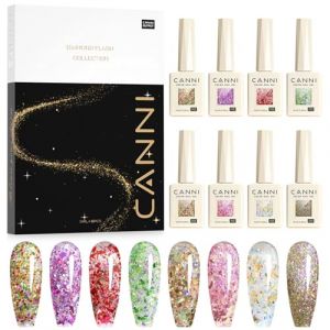 CANNI Vernis &agrave; Ongles Gel Semi Permanent Paillet&eacute; argent or rose marron bleu violet noir 8 Couleur Glitter Vernis &agrave; Ongles Gel Nail Polish Soak off Vernis Manucure (VENALISA, neuf)